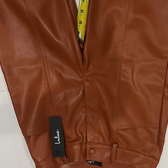 NWT Lulus vegan leather brown high-waisted pants - Picture 5 of 5